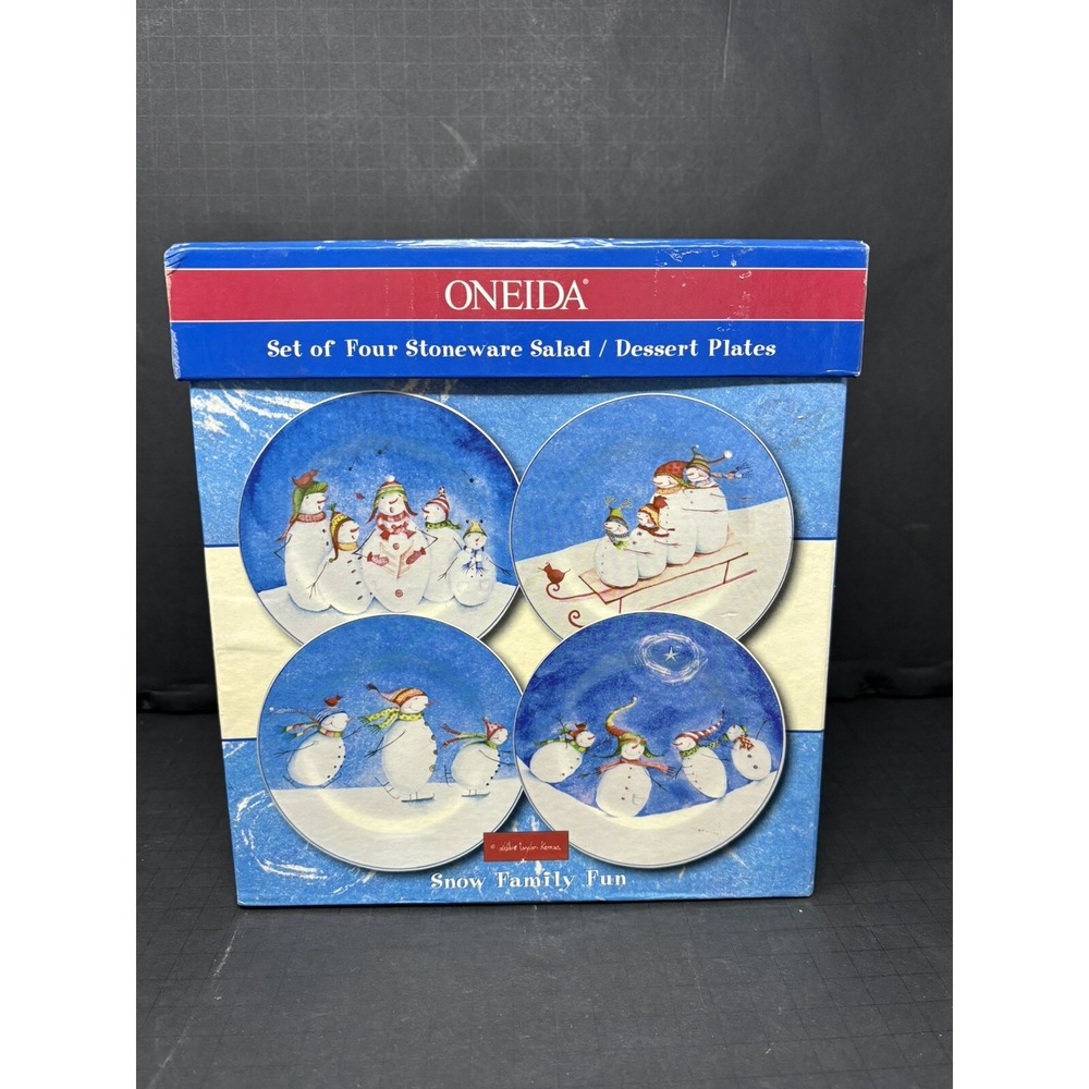 Oneida Snow Family Fun by Debbie Taylor-Kerman Salad or Dessert Plates, Set of 4